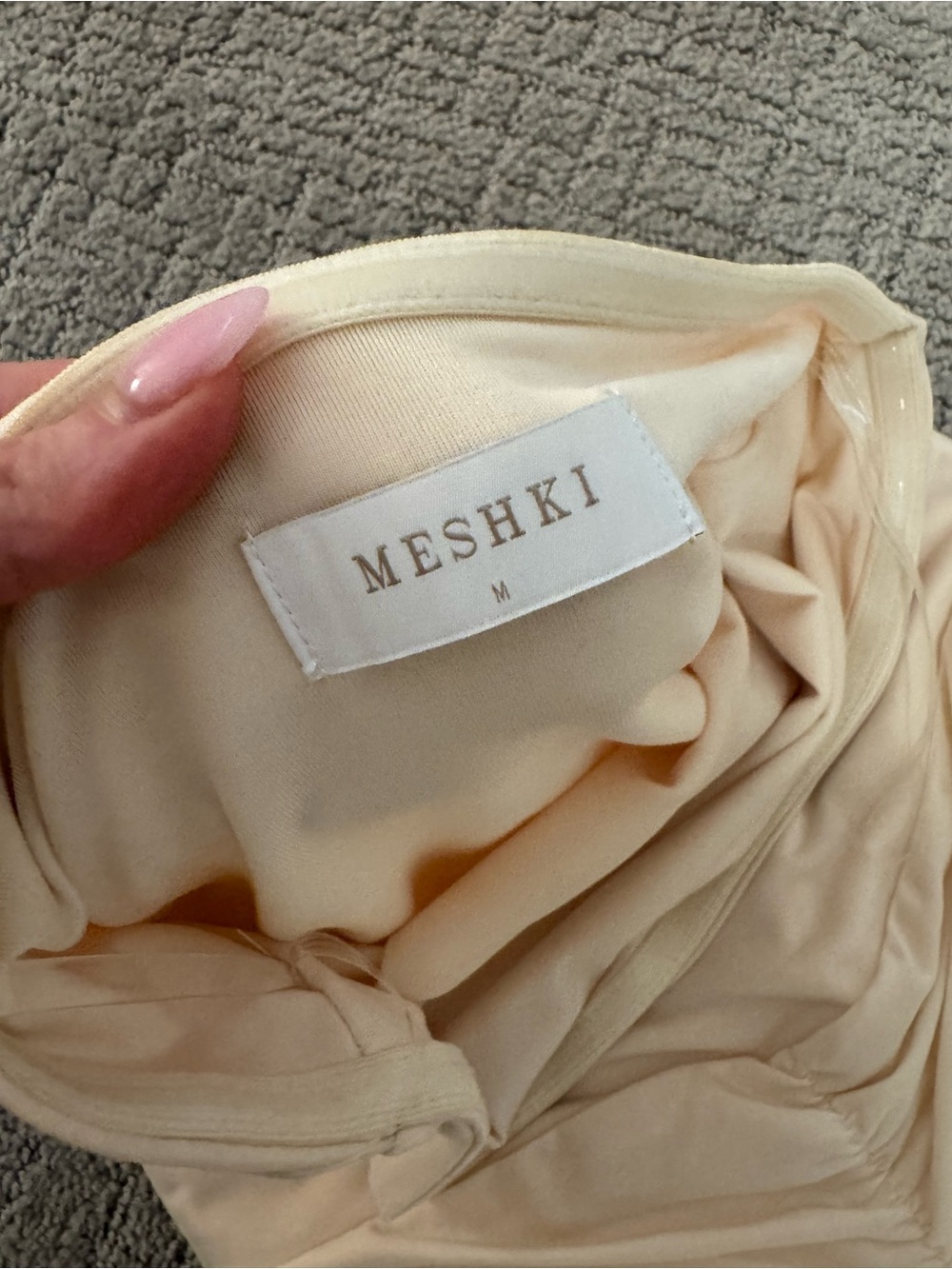 Meshki Ivory Off-Shoulder Mesh Maxi Dress - Picture 5 of 6